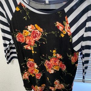 Never worn floral and stripes top
